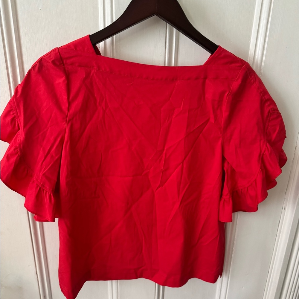 Red Ruffle Sleeve top
